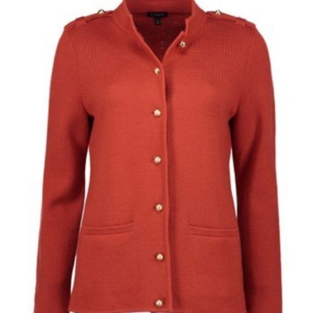 Talbots Merino Wool Blend Cardigan M Nautical Office Workwear Military Preppy